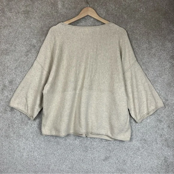 Pure Jill Sweater Womens Medium Petite Beige Kimono Pullover Cotton Blend-4284 - Picture 10 of 11